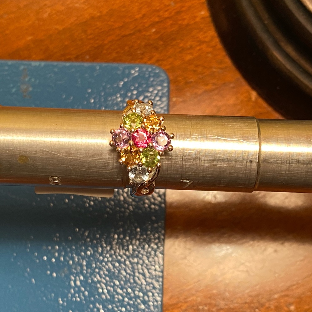 NWT MULTI GEM STERLING CLUSTER RING